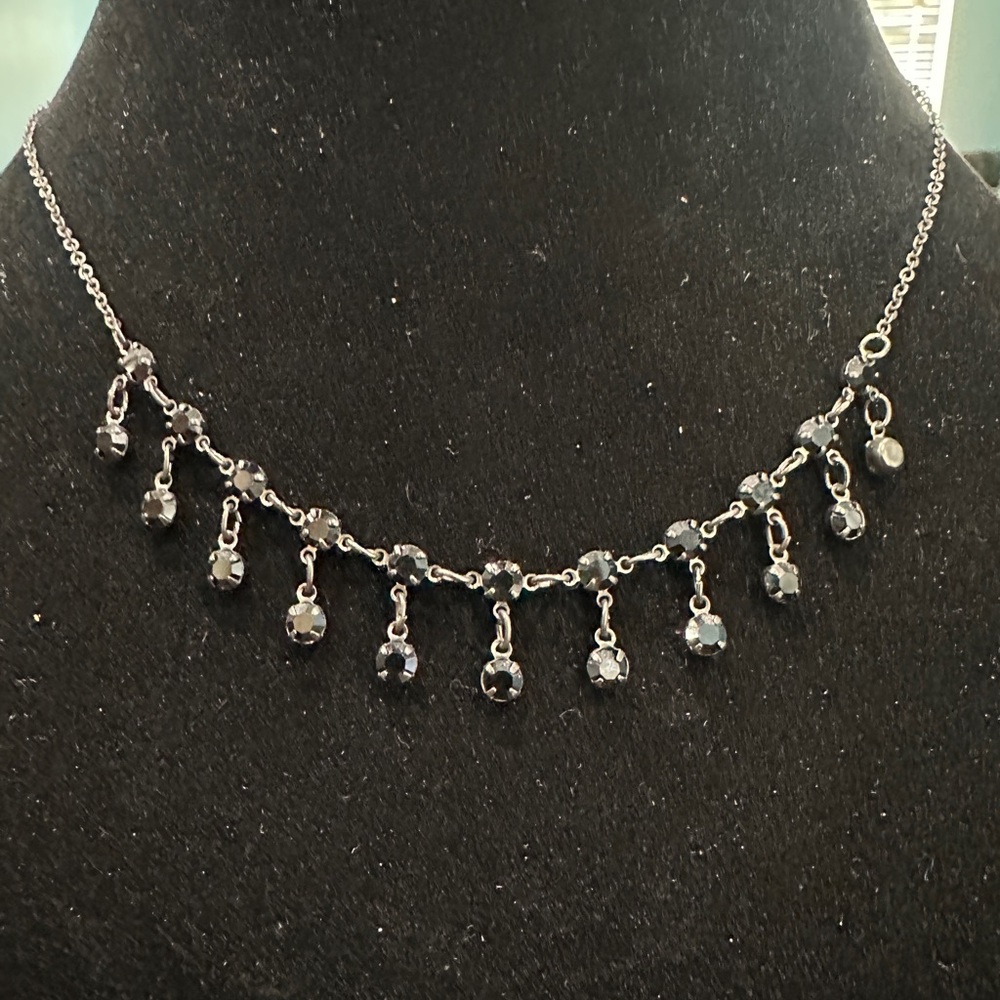 Elegant Gunmetal Necklace with Black Accents